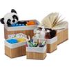 Relaxdays Cestini Portaoggetti, Set da 6, Fodera in Tessuto, Bambù, Contenitore Bagno o Armadio, Porta Giochi, Naturale