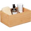 Relaxdays Scatola Portaoggetti, bambù, Oganizer Portatutto, Box, HLP: 14x30x20 cm, Senza Coperchio, Impilabile, Naturale