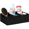 Relaxdays Cestino Portaoggetti con Scomparti, per i Cosmetici da Bagno, con Impugnature HxLxP: 10 x 32 x 21 cm, Nero