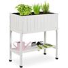 Relaxdays Fioriera Rialzata in Legno di Abete, H x L x P: 80 x 74 x 38 cm, Aiuola Alta per Giardino, Balcone, Bianco