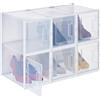 Relaxdays Set 6 Scatole di Plastica per Scarpe, Tacchi Fino al N. 42, Shoe Box Organizer Impilabili, Trasparente Bianco