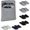 Relaxdays Pantofole per Ospiti, Set da 6 Paia di Ciabatte Taglia Unisex 36-45, Borsa, Feltro, Antiscivolo, Multicolore