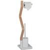 Relaxdays Piantana Portarotolo e Scovolino, Portascopino, WC, Bagno, Acciaio e MDF, HLP 75x18,5x18,5 cm, Bianco Naturale