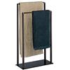 Relaxdays Asciugamani da Terra, Piantana da Bagno a 2 Bracci, Moderno, Porta Salviette, Bronzo/Nero, HxLxP: 80 x 45 x 20 cm