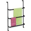 Relaxdays Portasciugamani da Porta, Senza Trapano, 3 Aste e 2 Ganci, HLP: 85 x 54,5 x 15 cm, Appendi Asciugamani, Nero
