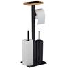 Relaxdays Piantana da Bagno con Ripiano, Design Moderno, Porta Rotolo, Portascopino, Misure HxLxP: 73 x 25 x 20 cm, Nero