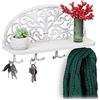 Relaxdays Appendiabiti da Parete con Mensola, Design Antico, 4 Ganci Doppi, Portaoggetti, Ghisa, 23x39x11,5 cm, bianco