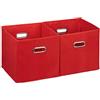 Relaxdays Set da 2 Cestini Porta-Oggetti, senza Coperchio con Manico, Pieghevole, Ceste Quadrate di Stoffa, 30 cm, Rosso