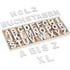 Relaxdays Lettere in Legno, Set da 208 Letterine Maiuscole da A-Z per Bricolage e Lavoretti, Idee Decorative, Bianco