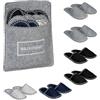 Relaxdays Pantofole per Ospiti, Set 6 Paia di Ciabatte Antiscivolo Casa, Taglia Unisex 36-45, Borsa, Feltro, Multicolore