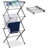 Relaxdays Stendibiancheria Verticale, Stendino Pieghevole a Torre, 11 Aste, 6 Livelli, 105x73x37 cm, Metallo, Argentato