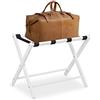 Relaxdays Portavaligie Pieghevole, Legno, HLP 54,5 x 66 x 44 cm, Borsoni, Bagagli, Hotel, Camera, Reggivaligie, Bianco