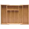 relaxdays Portaposate Cassetto, Regolabile, Divisore Alto in Bambù, 6,5 x 38 x 35,5 cm, Organizer da Cucina, naturale
