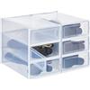 Relaxdays Set 6 Scatole per Scarpe e Stivali Fino N. 44,5, Box Organizer Impilabili e Pieghevoli, Plastica, Trasparente