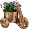 Relaxdays Bicicletta Porta Piante da Giardino, Bici Portafiori, in Legno Design Vintage, Vaso Esterno & Interno, Marrone