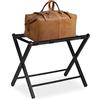 Relaxdays Portavaligie Pieghevole, in Legno, HLP 54,5 x 66 x 44 cm, Borsoni, Bagagli, Hotel, Camera, Reggivaligie, Nero