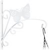 Relaxdays Gancio Portavasi, per Piante Sospese, Lanterne, Design Farfalla, Fissaggio a Parete, HxLxP: 30x30x2 cm, Bianco, Ferro, 30 x 30 x 2 cm