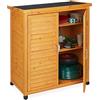 Relaxdays Armadietto da Giardino, 3 Scomparti, Ripiano Inclinato, Mobiletto a 2 Ante, in Legno, 97x86,5x47 cm, Naturale