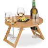 Relaxdays Tavolino Pieghevole, Vassoio per Letto e Picnic, Gambe Richiudibili, bambù, Rotondo, HD: 22 x 39 cm, Naturale