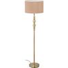 Relaxdays Lampada da Terra, Piantana Salotto E27, Cavo, Paralume Stoffa Ø 43 cm, Design Vintage, 156 cm, Beige/Dorato