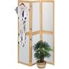 Relaxdays Paravento a 3 Pannelli, 180x136,5 cm, Divisore bambù e Plastica, Separé Ambienti Interni, Naturale Bianco