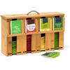 Relaxdays Scatola Porta tè e Tisane, 160 Bustine, Organizer per Vari Aromi, H x L x P: 22 x 33,5 x 10 cm, Legno Naturale