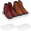 Relaxdays Vassoio Poggiascarpe, Set da 3 Vaschette Poggia Scarpe Bagnate, HLP: 3x35x27 cm, Tappetino in Plastica, Bianco