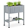 Relaxdays Aiuola Rialzata in Legno, Fioriera per Balcone e Terrazza, 80,5x74x38 cm, con Rivestimento per Posa, Grigio