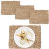 Relaxdays Set 4 Tovagliette Sottopiatto in Giacinto Acquatico, HLP: 1,5x42x30 cm, Placemat Americane in Paglia, Naturale