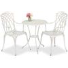 Relaxdays Set da Bistrot da 3, Tavolino da Giardino, 2 Sedie da Balcone, in Alluminio Stile Ferro Battuto, Bianco Bronzo