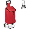 Relaxdays Carrello Portaspesa, Pieghevole, 25 l, Shopping Trolley con Ruote, max.10 kg, HLP 91x40x30 cm, Rosso