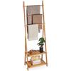 Relaxdays Portasciugamani Bagno da Terra, Piantana Porta Accappatoio con Ripiani Bambù, HLP: 153 x 53,5 x 30 cm, Marrone