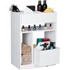 Relaxdays Carrello Salvaspazio da Bagno e Cucina, HLP 55x38,5x23 cm, Mobiletto Multiuso, Carrellino con Ruote, Bianco
