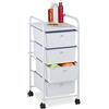 Relaxdays Carrellino Salvaspazio con 4 Cassetti, Metallo & Plastica, Carrello Porta Trucchi da Bagno, Multiuso, Bianco