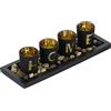 Relaxdays Portacandele, Set con Vassoio e Bicchieri, Centrotavola, L 33 cm, 4 Candeline, Pietre Deco, Scritta Home, Nero