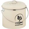 Relaxdays Pattumiera da Cucina per Umido, Cestino Organico 3,5 L, Secchio Rifiuti Compost con 2 Filtri Antiodore, Crema