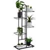 Relaxdays Scaffale Portapiante, 5 Ripiani in Metallo HLP: 96x45x22 cm, Portafiori e Portavasi, Fioriera in Acciaio, Nero