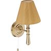Relaxdays Lampada da Parete con Paralume, Interruttore a Catena, Salotto, E14, Stoffa Metallo HxLxP: 28x16x19 cm, Ottone