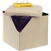 Relaxdays Pouf Contenitore Pieghevole, Sgabello Poggiapiedi Imbottito, HxLxP: 38 x 38 x 38 cm, in MDF e Velluto, Crema