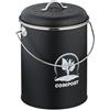 Relaxdays Pattumiera da Cucina per Umido, Cestino Organico 5,5 L, Secchio Rifiuti Compost, Filtri Antiodore, Ferro, Nero