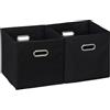 Relaxdays Scatola Portaoggetti, Set da 2 Box da Scaffale, H x L x P: 32 x 33 x 33 cm, Portagiochi Pieghevole, Nero, Ferro