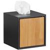 Relaxdays Portasalviette scatola porta fazzoletti quadrato porta-cosmetici in bambù HxLxP: 14,5 x 14,5 x 14,5 cm nero