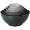 Relaxdays Set di Ciotole da Cucina, 6 Scodelle in Plastica, Insalatiere Impilabili per Cucinare, Pasticceria, Grigio