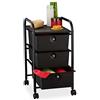 Relaxdays Carrellino Salvaspazio con 3 Cassetti, Metallo & Plastica, Carrello Porta Trucchi da Bagno, Multiuso, in Nero