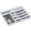 Relaxdays Portaposate da Cassetto, Divisore per Posate, Organizer da Cucina, HxLxP: 4,5 x 33 x 40 cm, Bianco Grigio