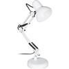 Relaxdays Lampada da Scrivania Retrò, Braccio Flessibile, Luce per la Lettura, Metallo E27, HLP 50x27x15 cm, bianco