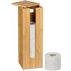 Relaxdays Portarotoli Carta Igienica, Contenitore Porta Rotolo Ricambio, HLP: 42x13,5x13,5 cm, bambù, Marrone Naturale
