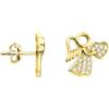 SOFIA MILANI - Orecchini da Donna in Argento 925 - Placcati in Oro e con Pietra Zircone - Orecchino a Perno a Cuore con d'Angelo - E2331