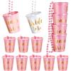 Aoreun14 Pezzi Addio al Nubilato Bicchieri da Shot, Bachelorette Party Cups da Shot, Rosa e Bianca con perline plastica Addio al per decorazioni per feste di nozze e doccia nuziale