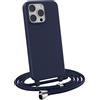MyGadget Cover per iPhone 14 Pro - Custodia con Corda - Case con Cordino Opaca Antiurto | Bumper con Laccio | Tracolla - Practical Stylish - Blu Scuro